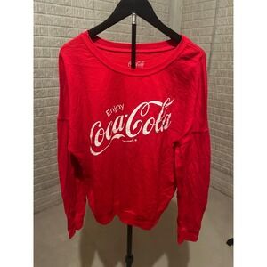 Enjoy Coca-Cola Graphic Crewneck Sweatshirt‎ Red Everyday Casual